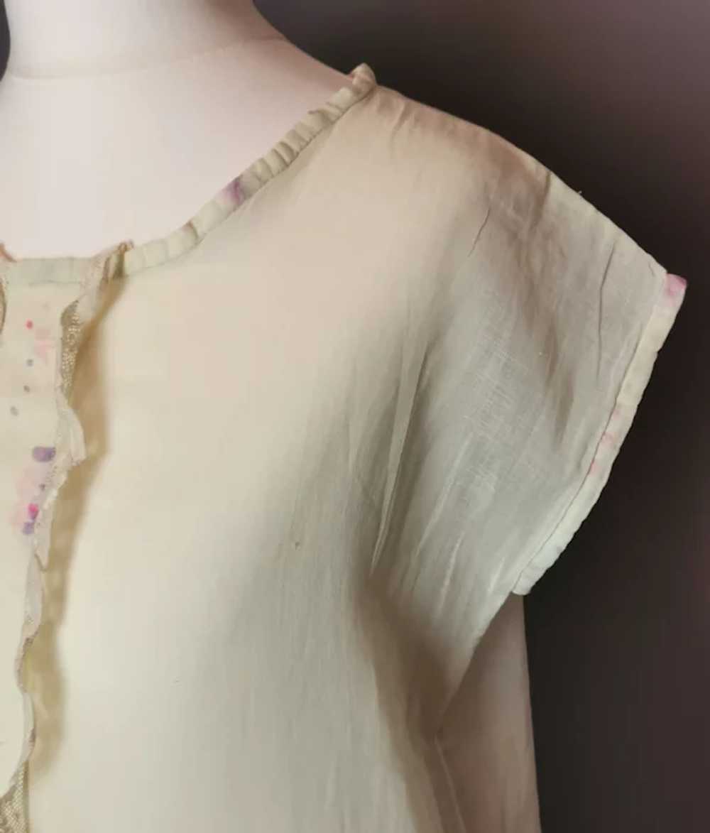 Vintage 1920s day dress, batiste cotton, floral - image 6