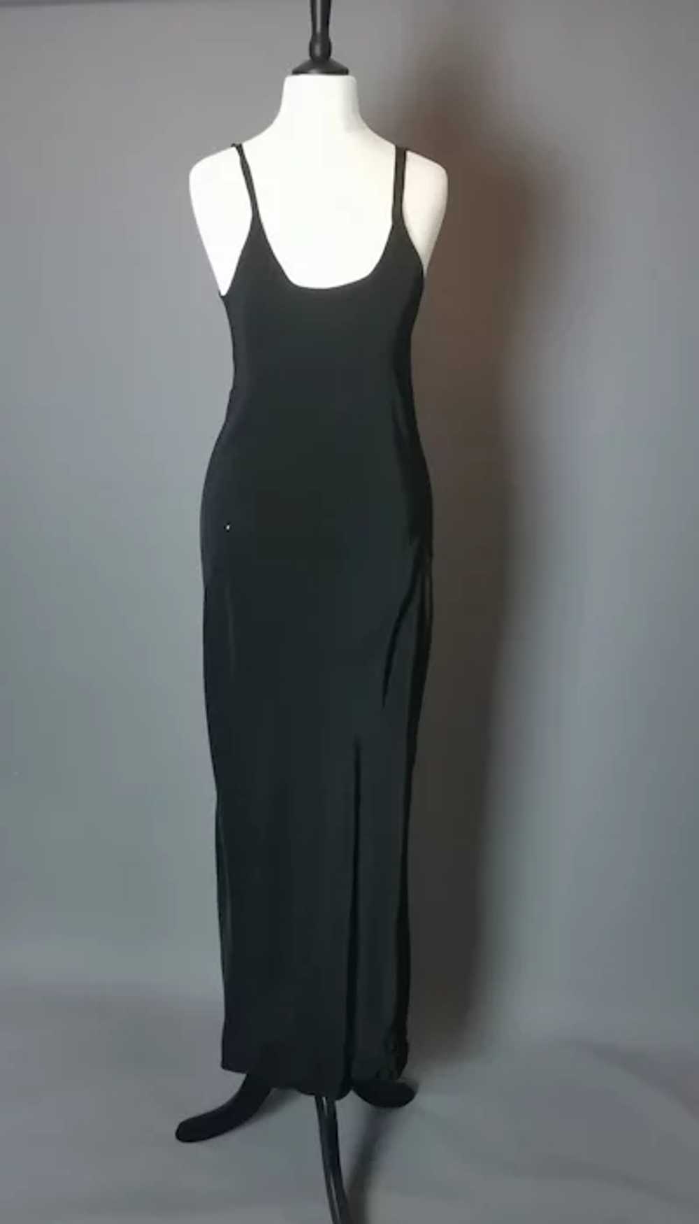 Vintage 1930's Black lace dress, bias cut gown, s… - image 6