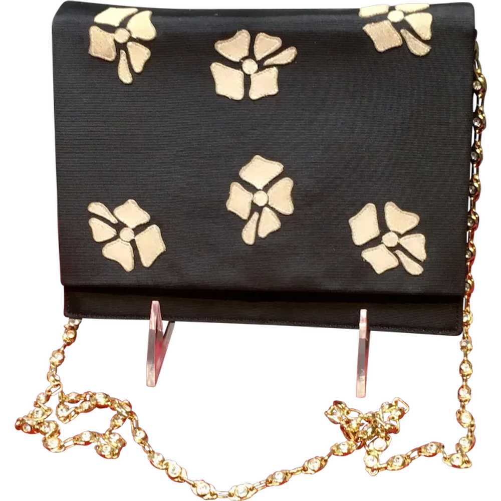 Vintage Valentino Silk Evening Purse with Gold Ch… - image 1