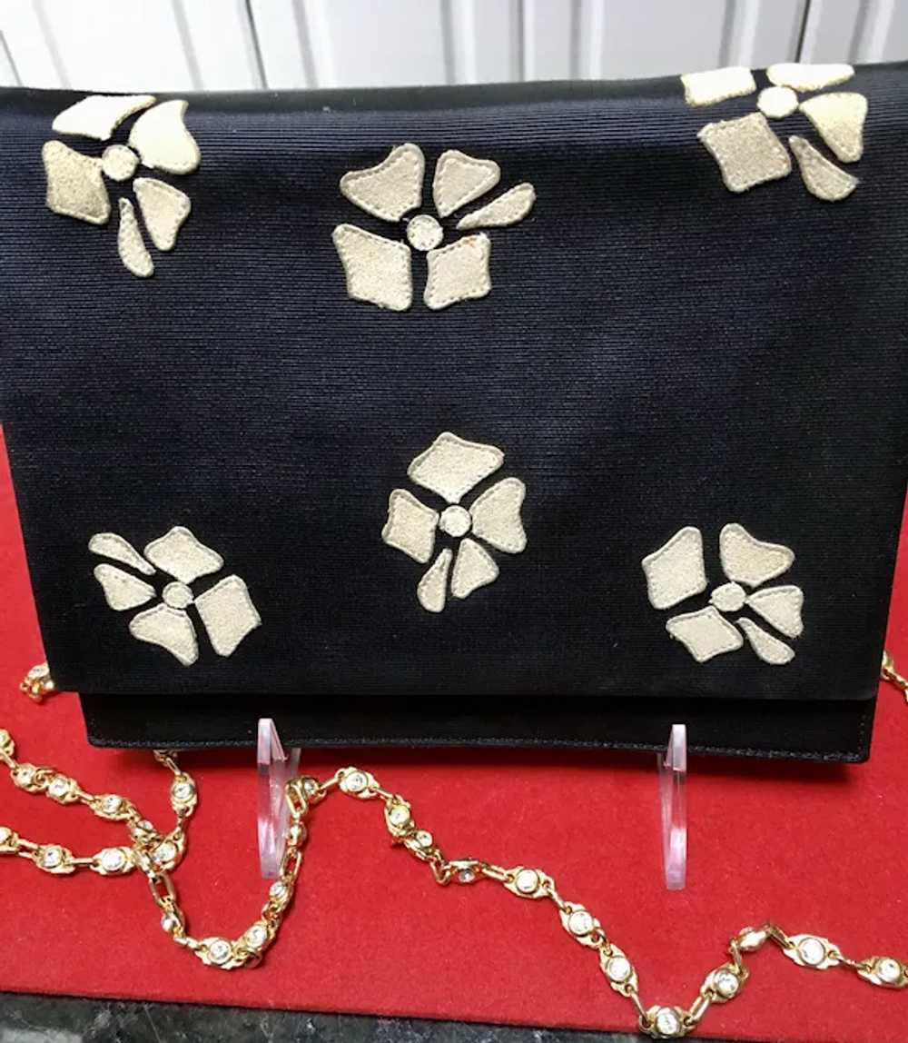 Vintage Valentino Silk Evening Purse with Gold Ch… - image 4
