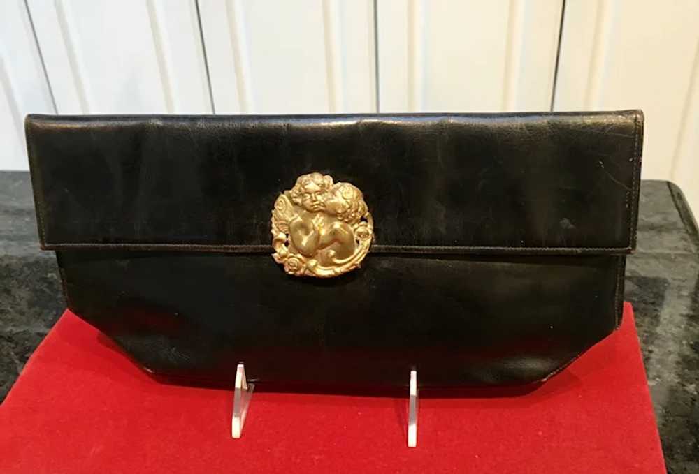 Vintage Leather Purse with Cherub Medallion - image 9