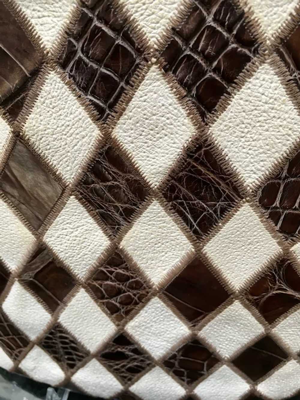 Vintage Alligator and Leather Patchwork Handbag/P… - image 4