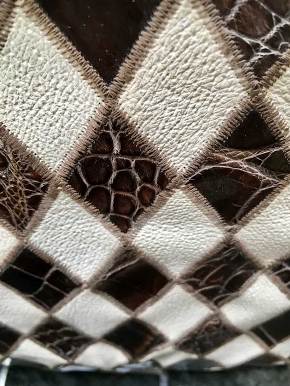 Vintage Alligator and Leather Patchwork Handbag/P… - image 5