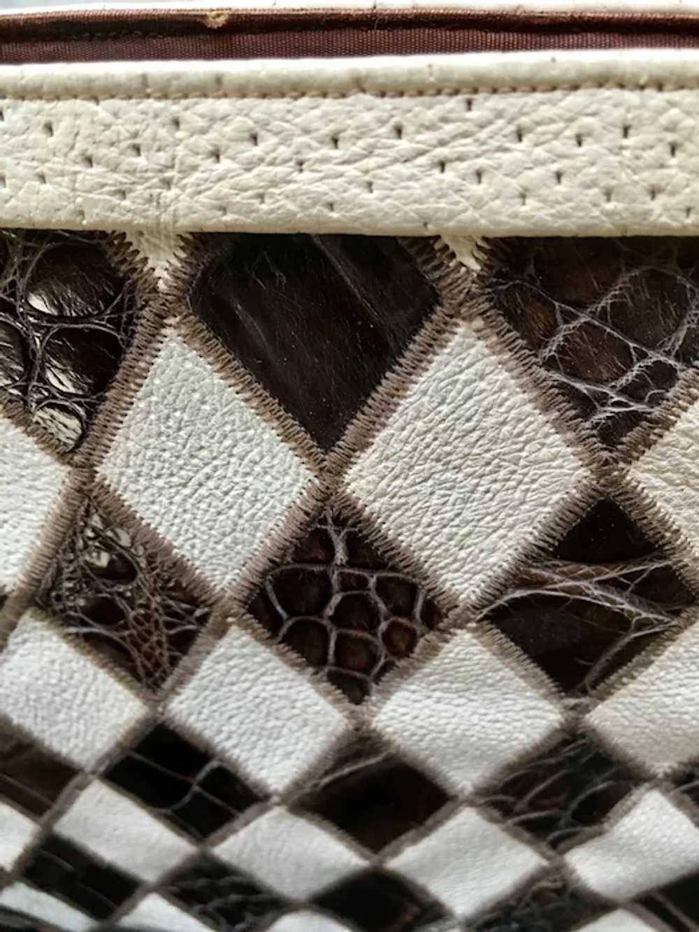 Vintage Alligator and Leather Patchwork Handbag/P… - image 6
