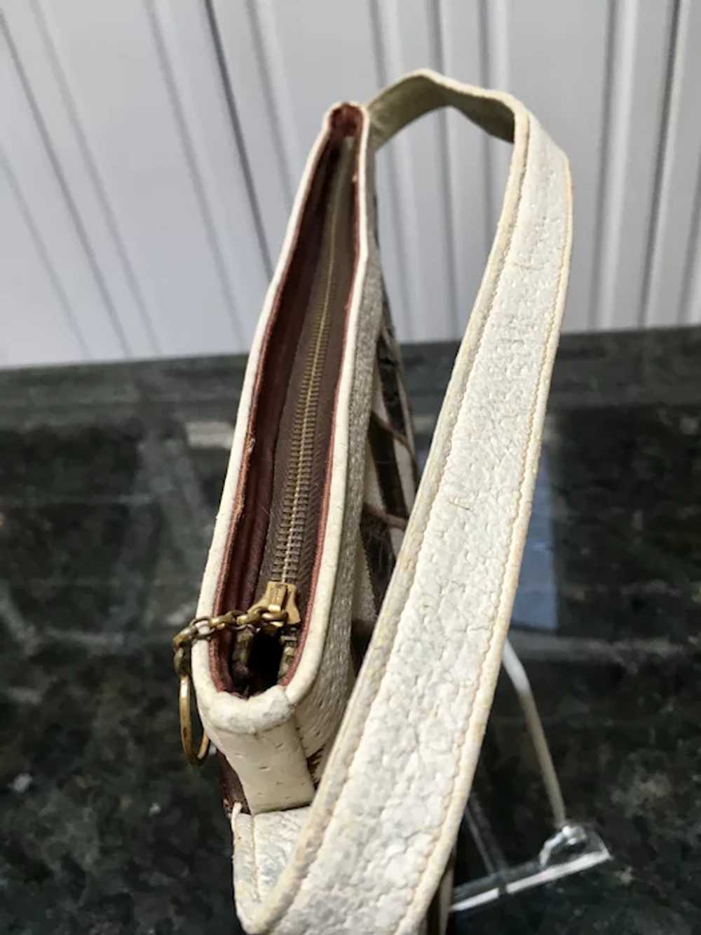 Vintage Alligator and Leather Patchwork Handbag/P… - image 7