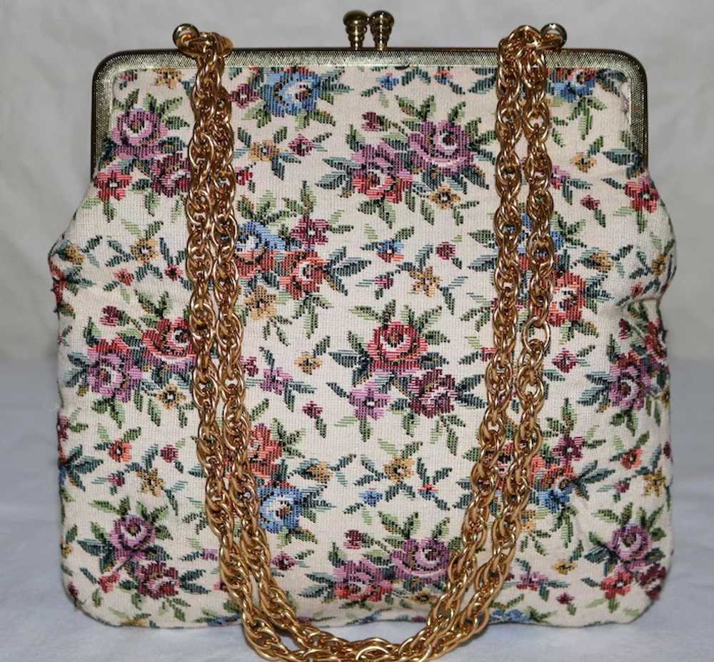 Vintage 1950's Floral Petite-Point Evening Bag - image 5