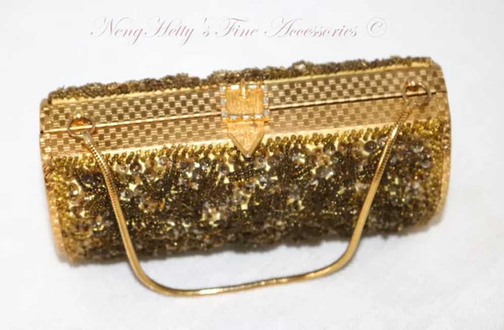 1940s Sequined Beaded Clamshell Box Bag - image 3