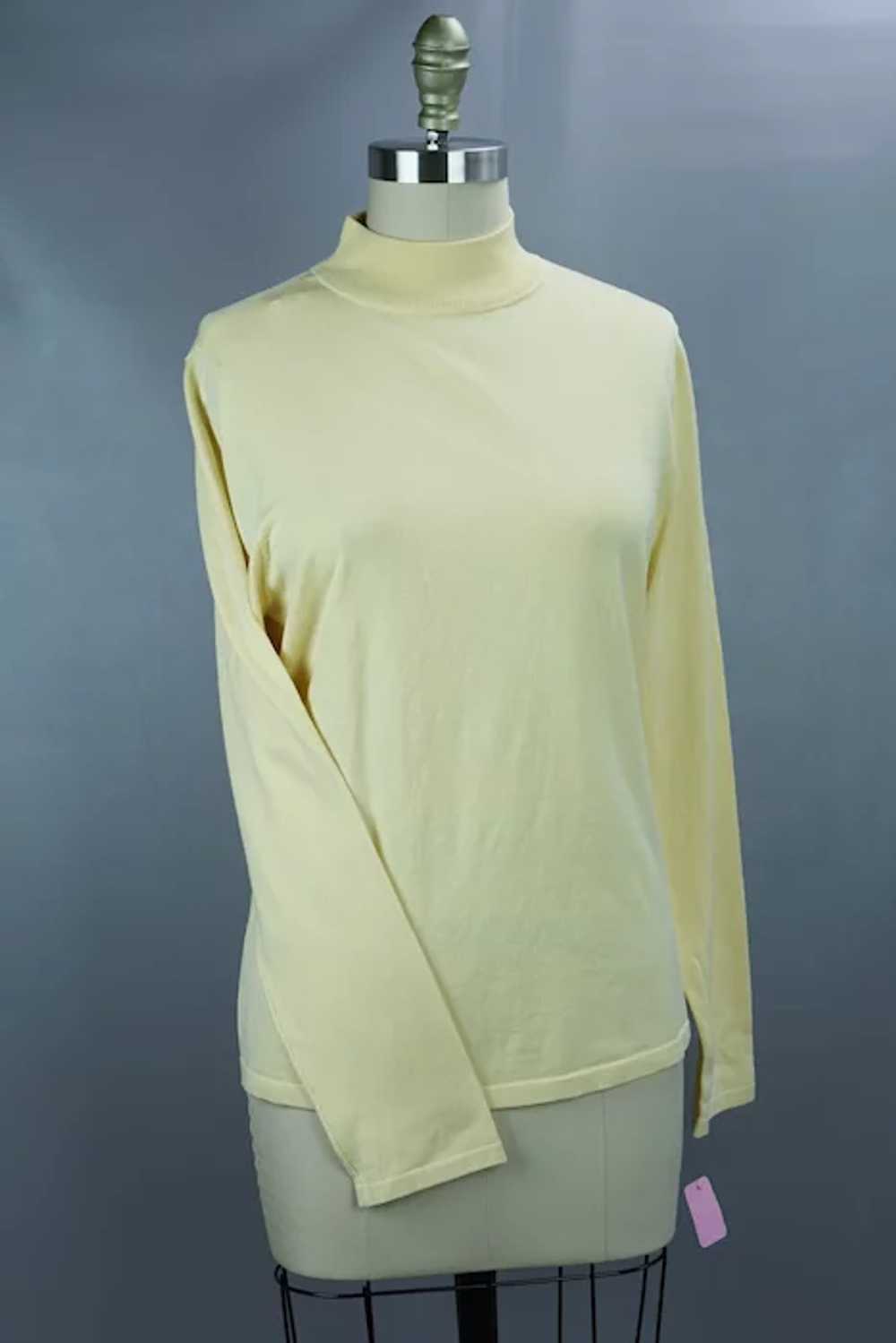90s Pale Yellow Silk Turtleneck Sweater, Deadstoc… - image 2