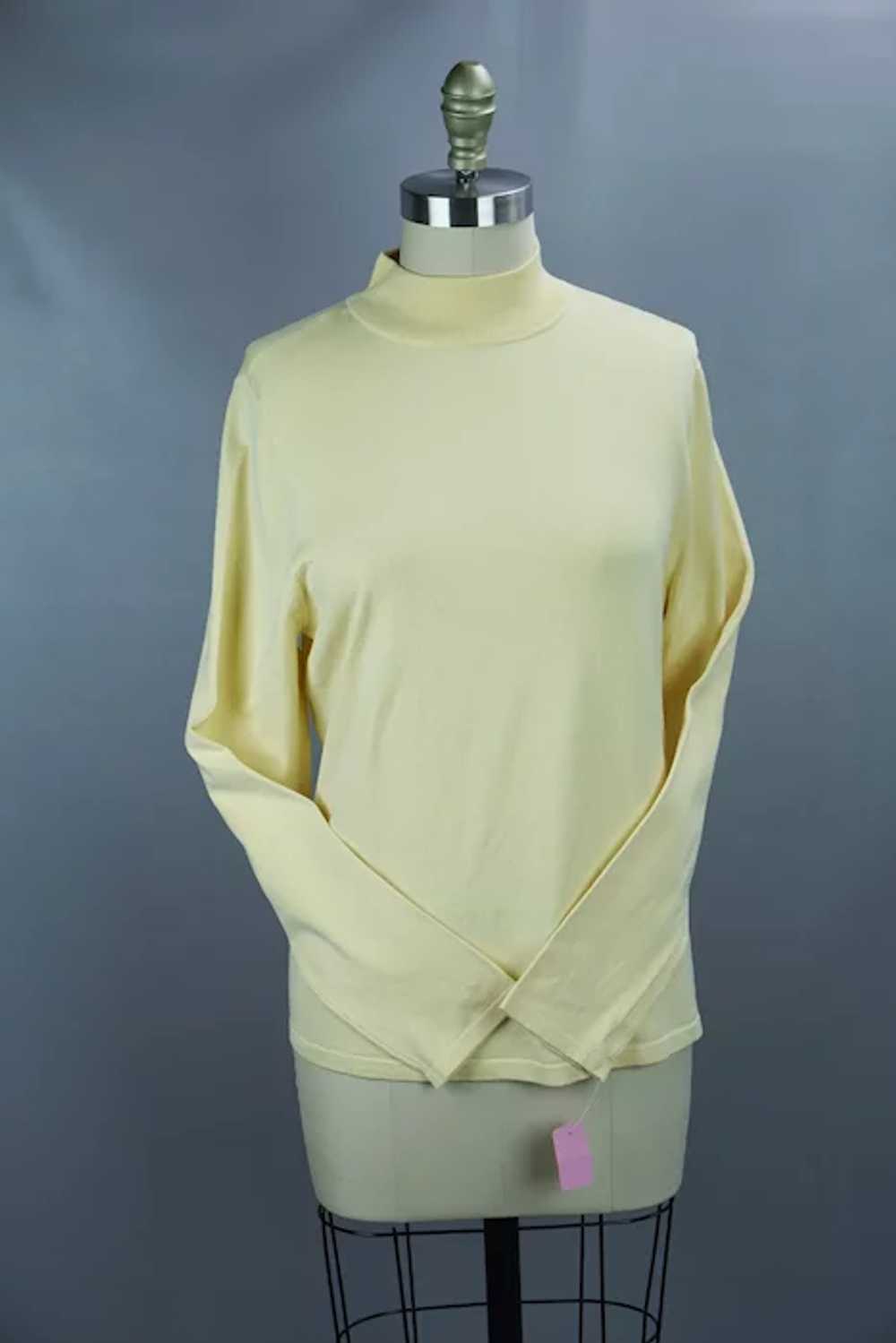 90s Pale Yellow Silk Turtleneck Sweater, Deadstoc… - image 4