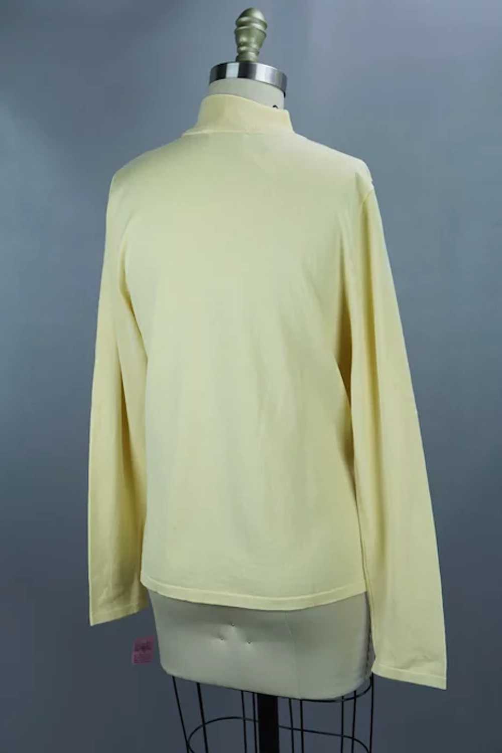 90s Pale Yellow Silk Turtleneck Sweater, Deadstoc… - image 5
