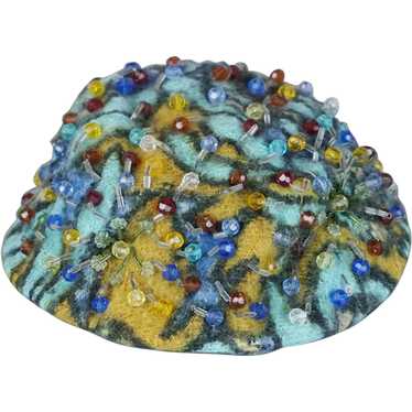 60s Diminutive Beaded Pillbox Hat by Sally Victor