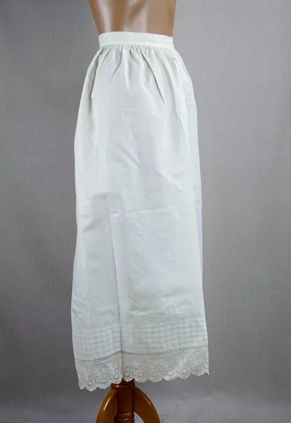 Edwardian Antique Long Apron w/ Cutwork and Scall… - image 6