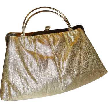 Vintage Gold Lame`Convertible Clutch Purse - image 1