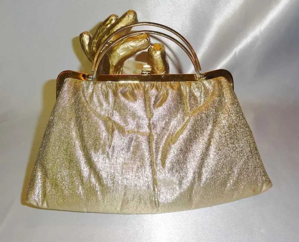 Vintage Gold Lame`Convertible Clutch Purse - image 3
