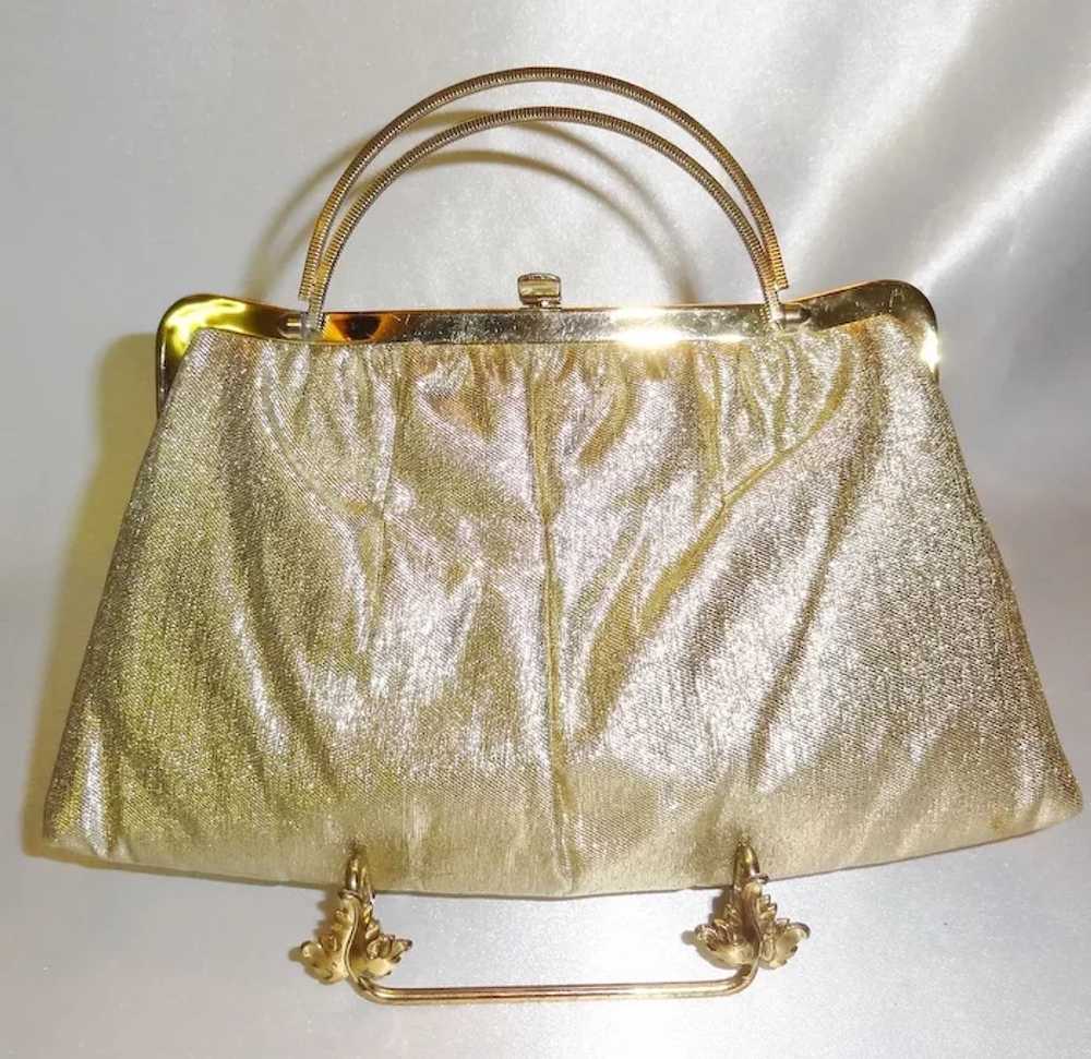 Vintage Gold Lame`Convertible Clutch Purse - image 4