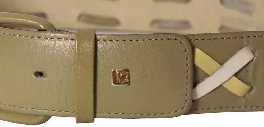 Vintage 70s Guy Laroche Olive Green Leather Belt … - image 2