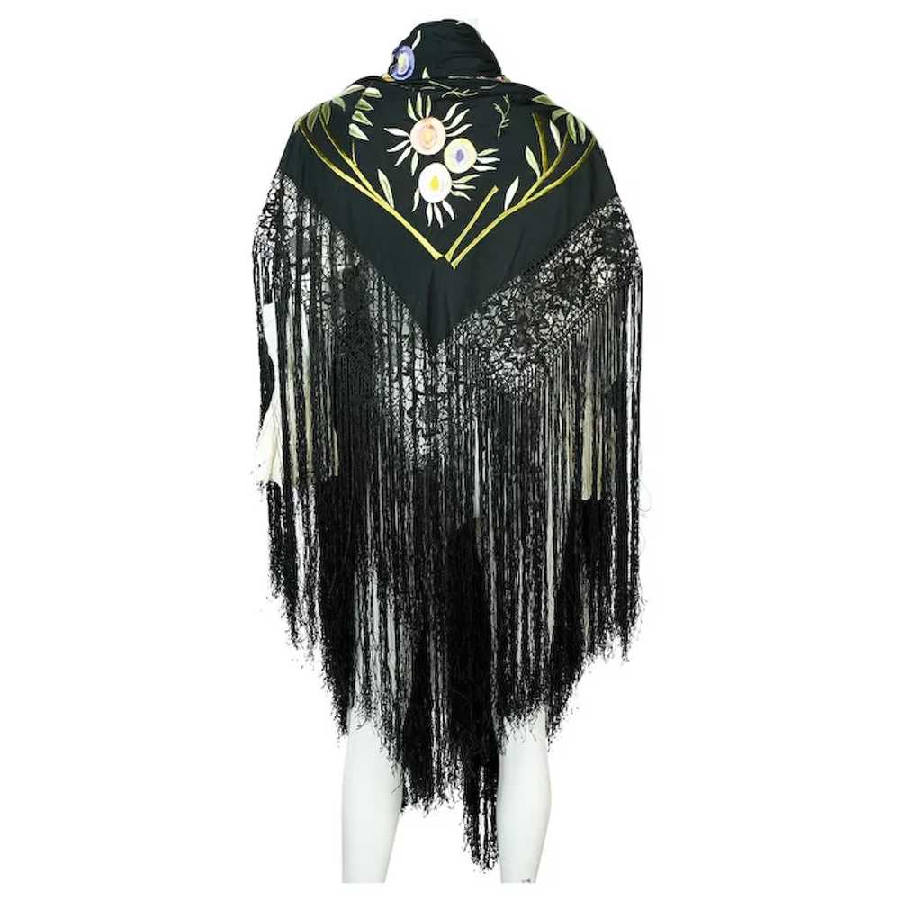Art Deco Chinese Canton Silk Embroidered Shawl Pe… - image 6