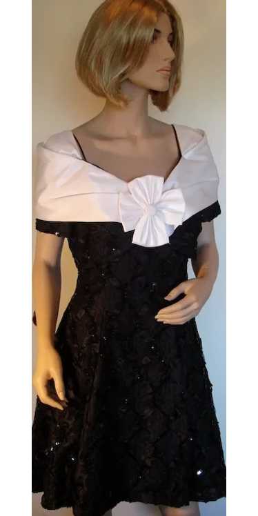 Sophisticated Black & White Satin & Lace Gown