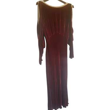 1920-1930's Art Deco Red Velvet Gown - image 1
