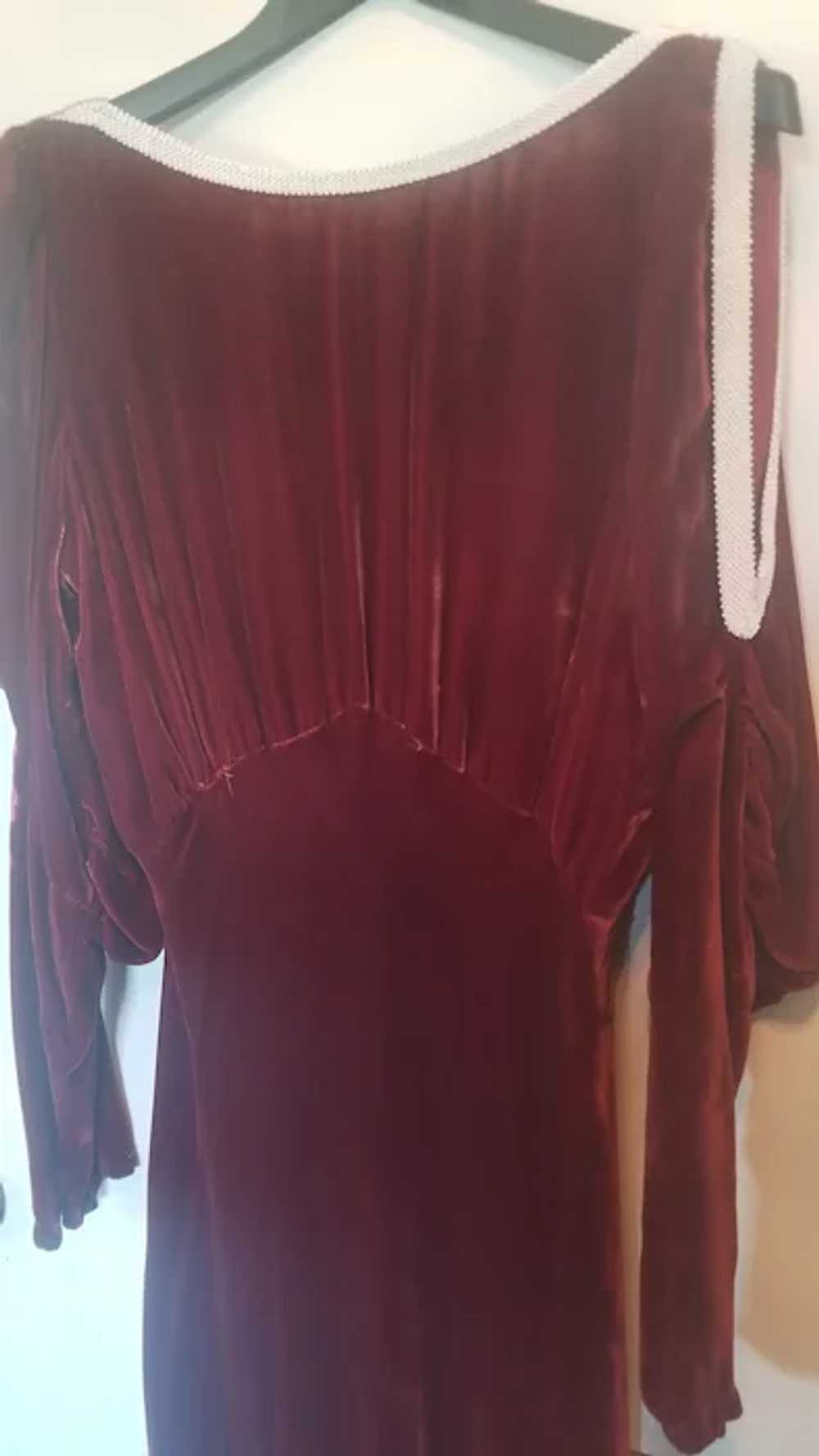 1920-1930's Art Deco Red Velvet Gown - image 2