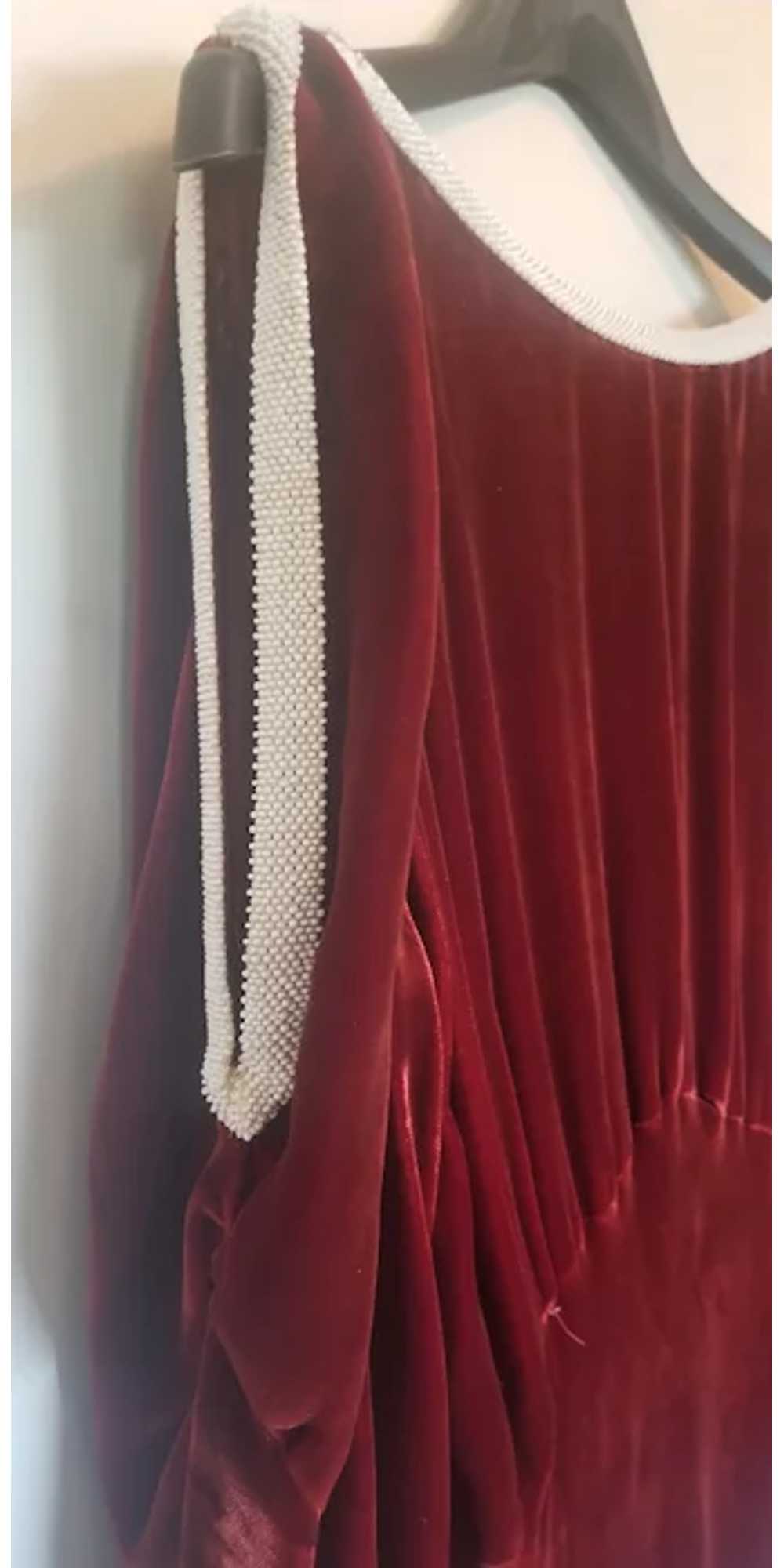 1920-1930's Art Deco Red Velvet Gown - image 3