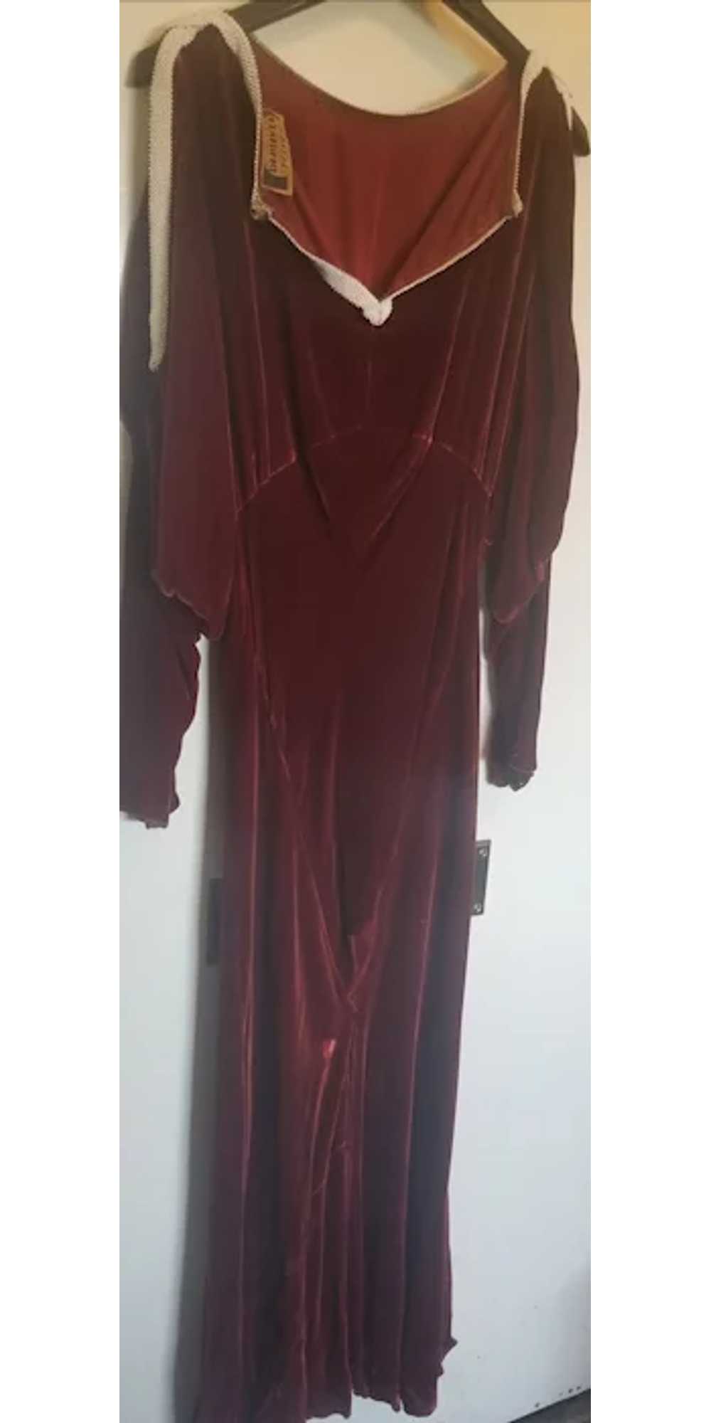 1920-1930's Art Deco Red Velvet Gown - image 4