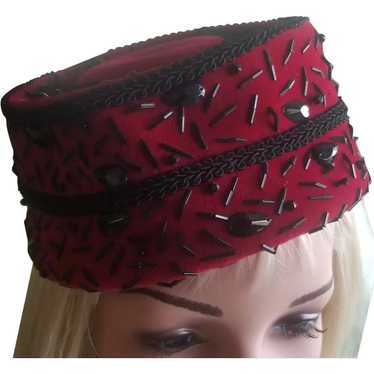 1940's Red Velvet Italian Hat