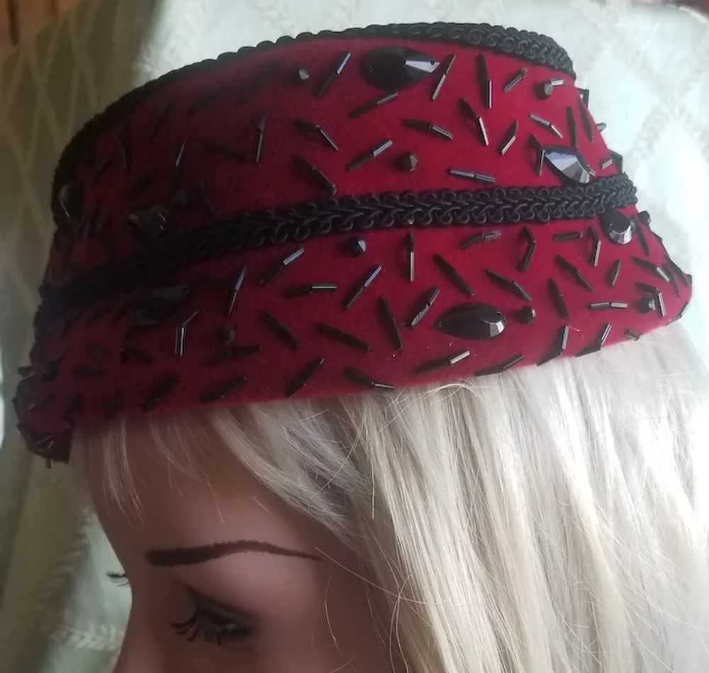 1940's Red Velvet Italian Hat - image 2