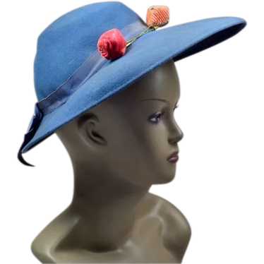 Unique Cornflower-Blue Vintage Hat