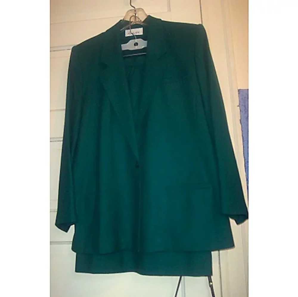 Vintage Austin Hill Green Wool Suit Jacket Skirt … - image 3