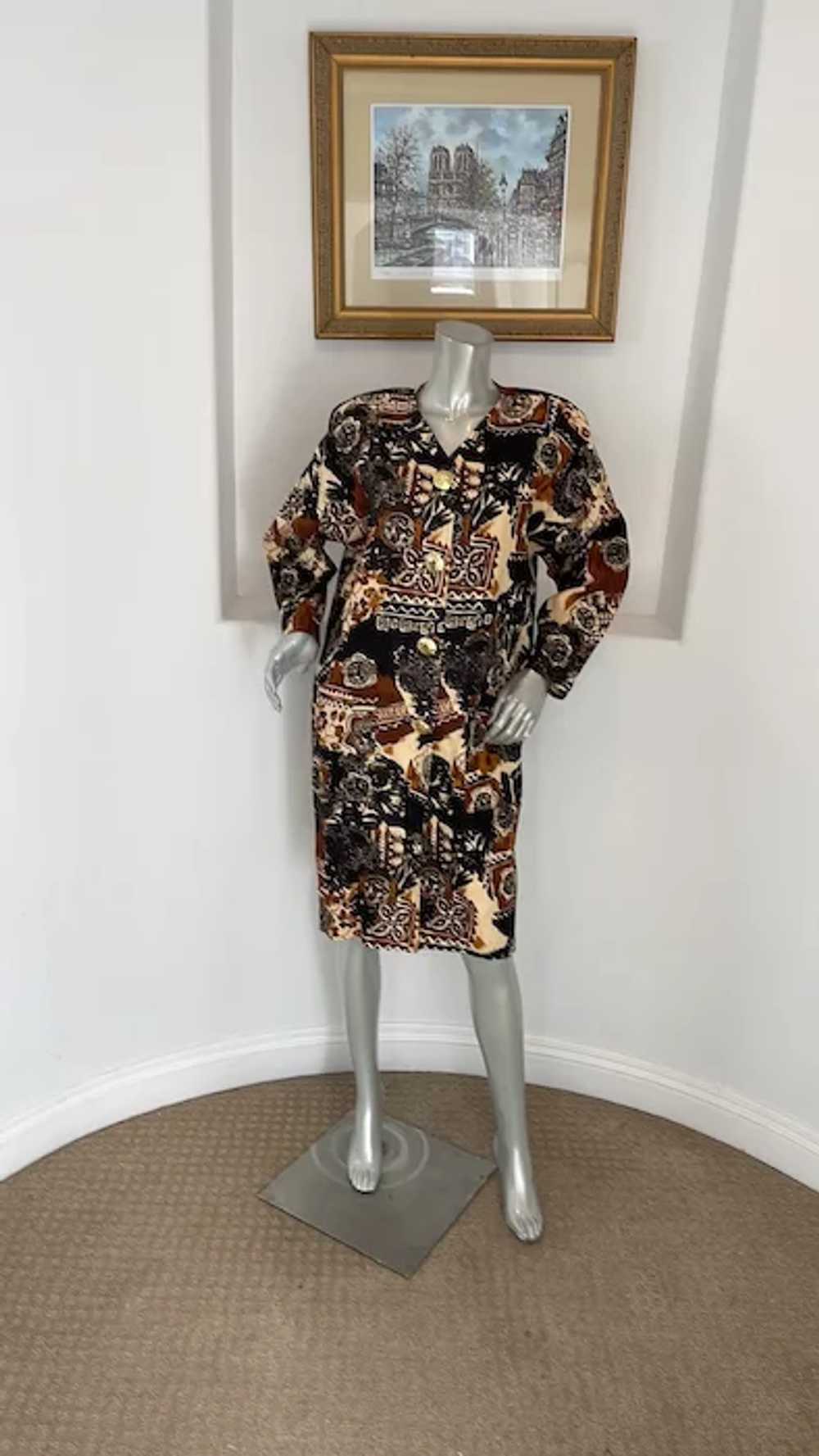 Vintage 1980’s I. Magnin  Printed Shirt Dress - image 11