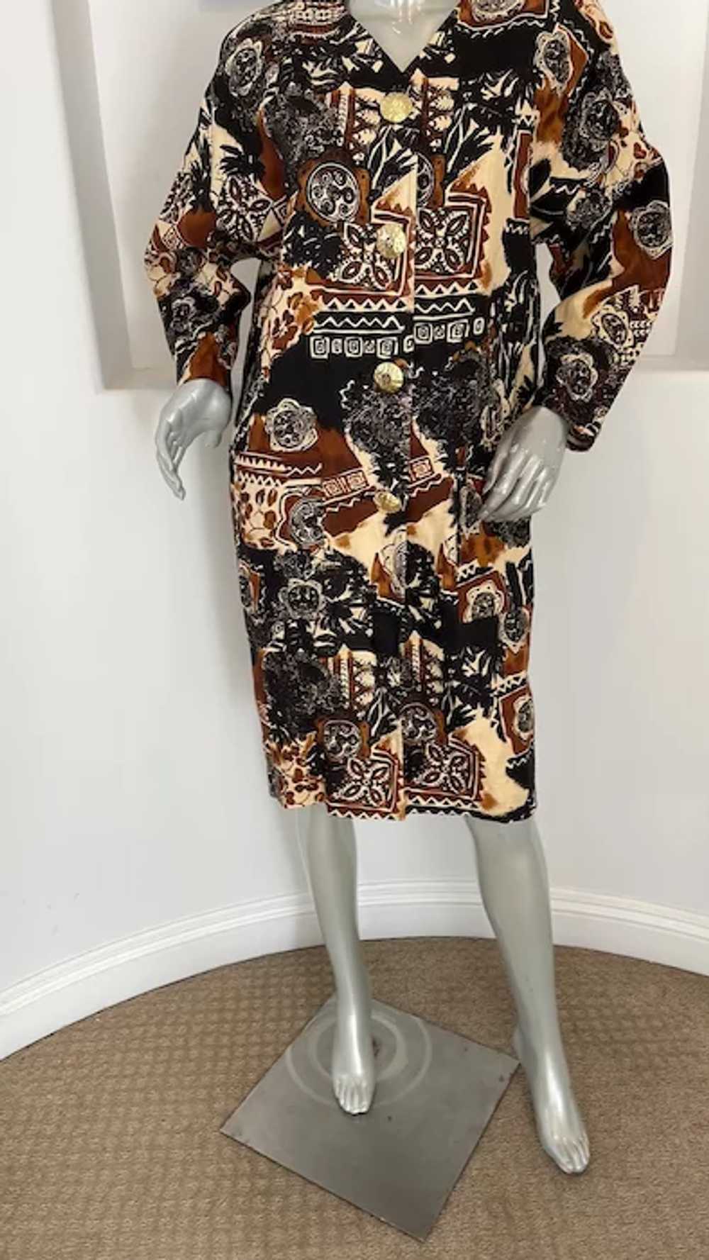 Vintage 1980’s I. Magnin  Printed Shirt Dress - image 5