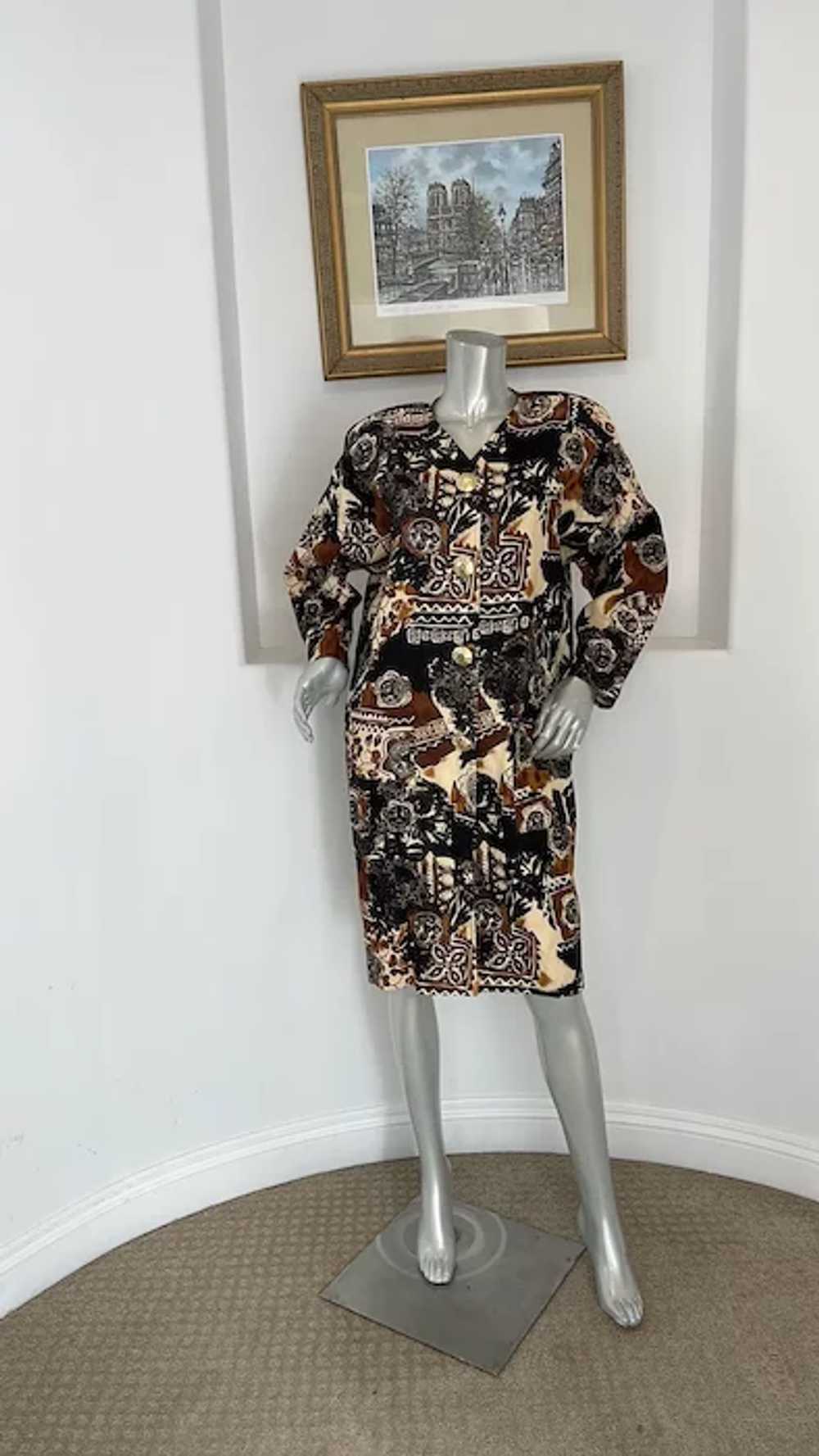 Vintage 1980’s I. Magnin  Printed Shirt Dress - image 6