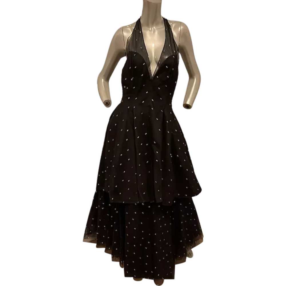 1980’s Jean Louis Scherrer Couture Black  Gown FR… - image 1