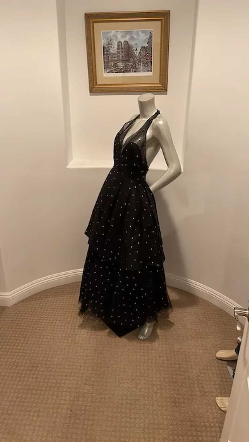1980’s Jean Louis Scherrer Couture Black  Gown FR… - image 2
