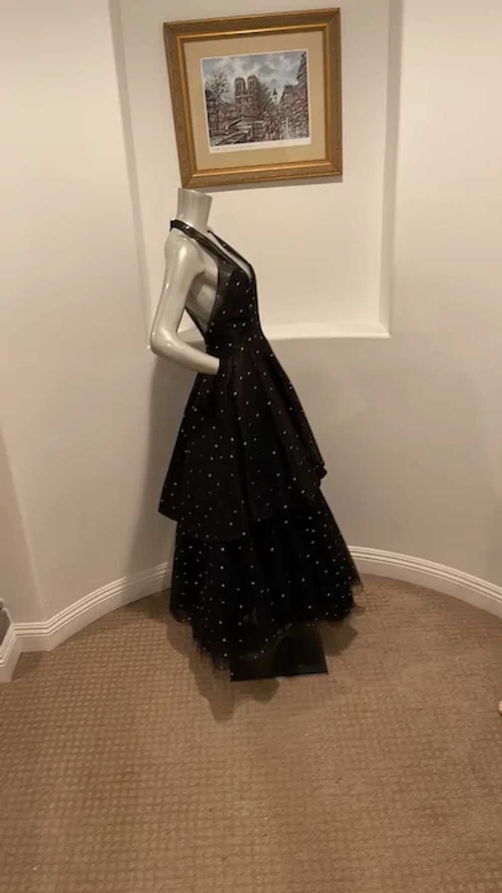1980’s Jean Louis Scherrer Couture Black  Gown FR… - image 3