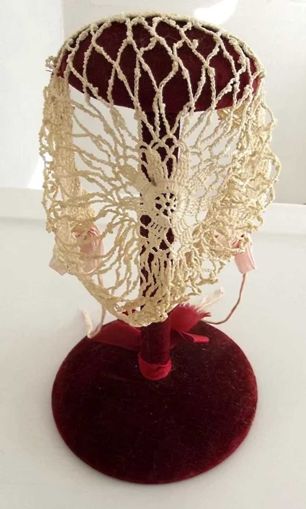 Beautiful Old Crocheted Bonnet For Child or Doll - image 5