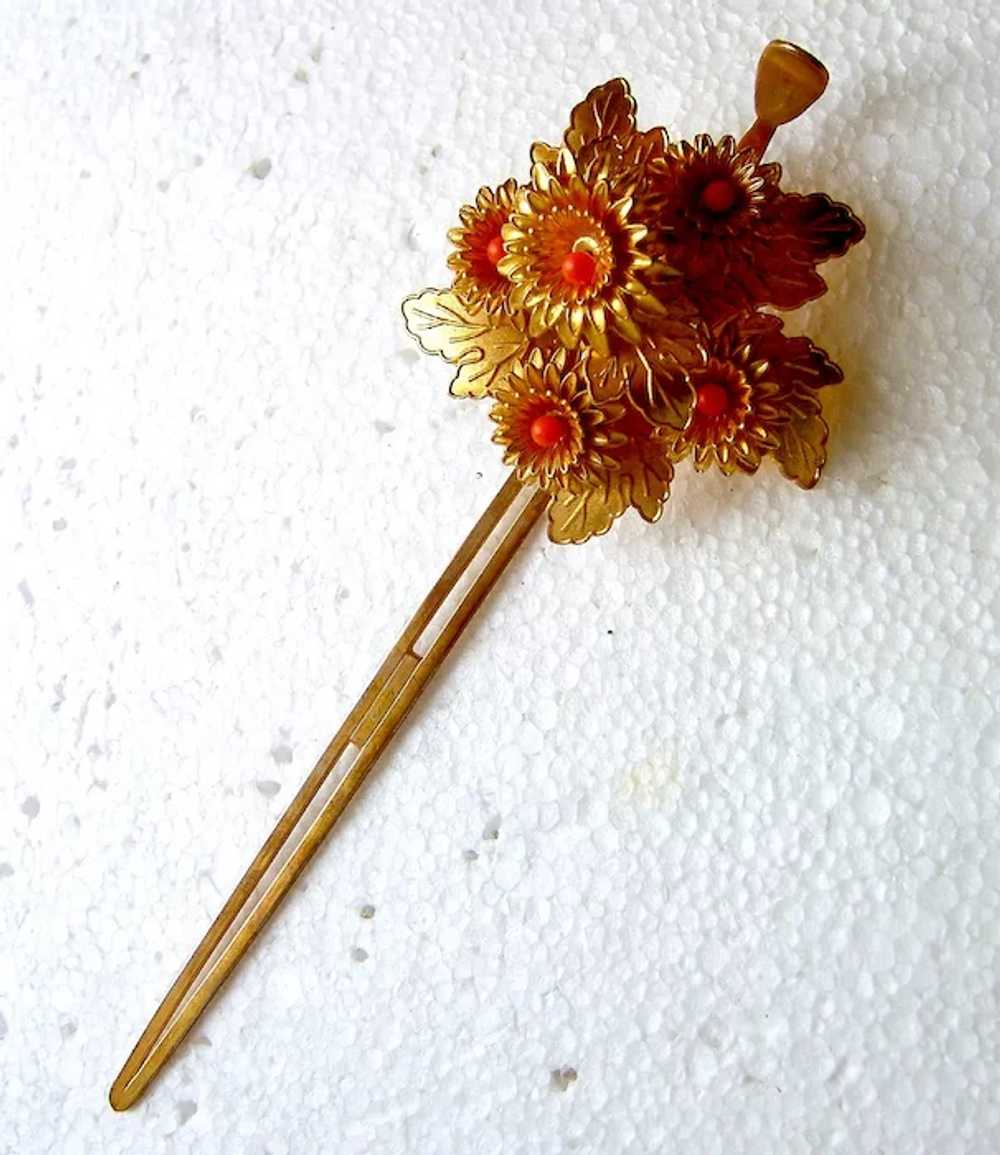 Vintage Japanese kanzashi hair pin flower spray w… - image 11