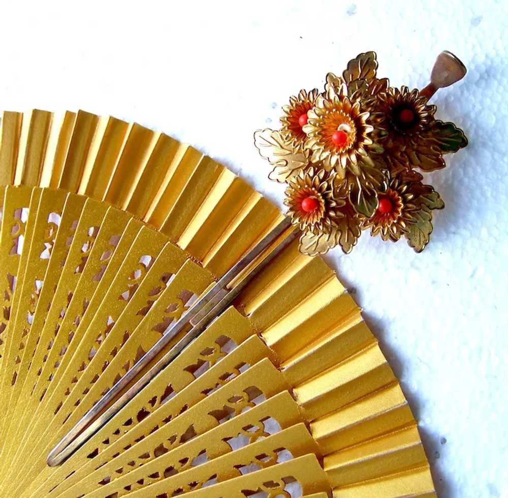 Vintage Japanese kanzashi hair pin flower spray w… - image 12