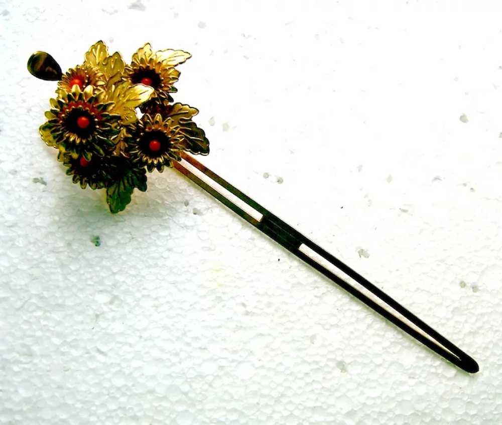 Vintage Japanese kanzashi hair pin flower spray w… - image 4
