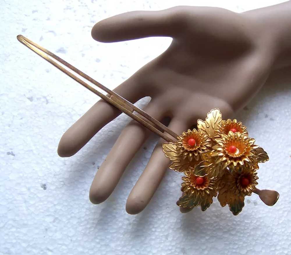 Vintage Japanese kanzashi hair pin flower spray w… - image 7