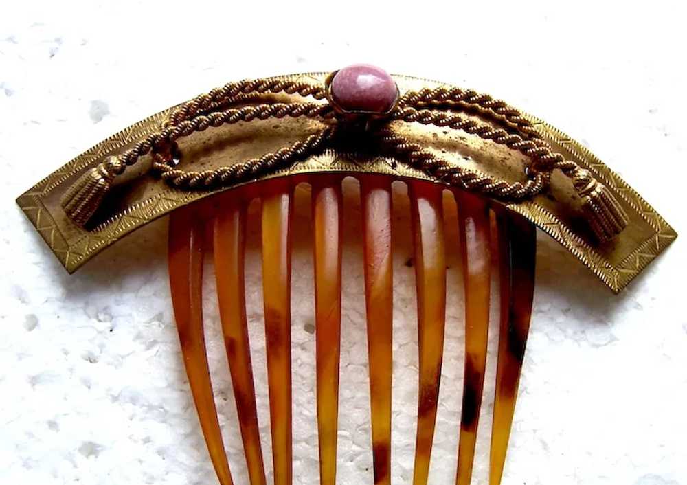 Classic hinged Victorian hair comb with coral cab… - image 12