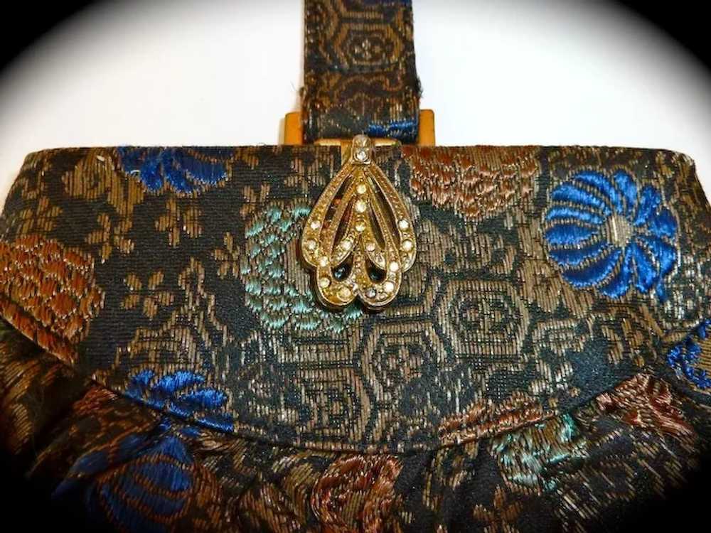 Chinese Silk Brocade Art Deco Small Purse - image 4