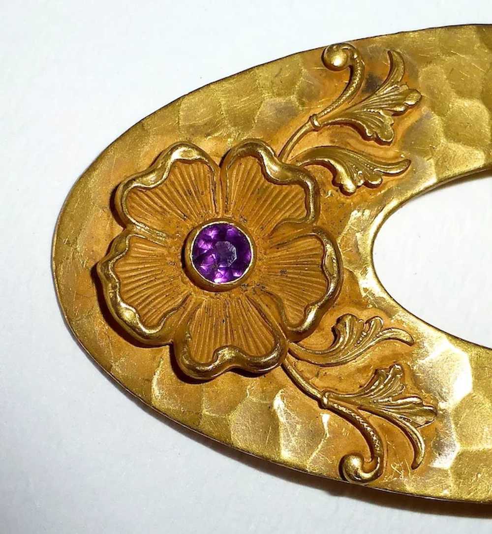 Victorian Art Nouveau Gilt Brass Belt Buckle - image 4