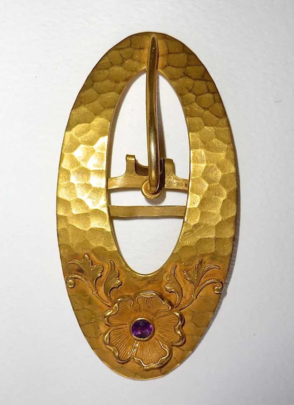 Victorian Art Nouveau Gilt Brass Belt Buckle - image 7