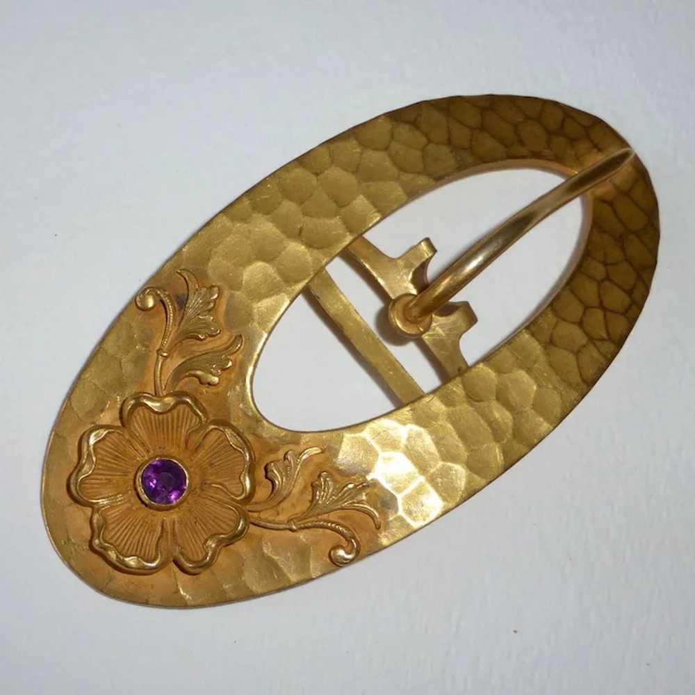 Victorian Art Nouveau Gilt Brass Belt Buckle - image 8
