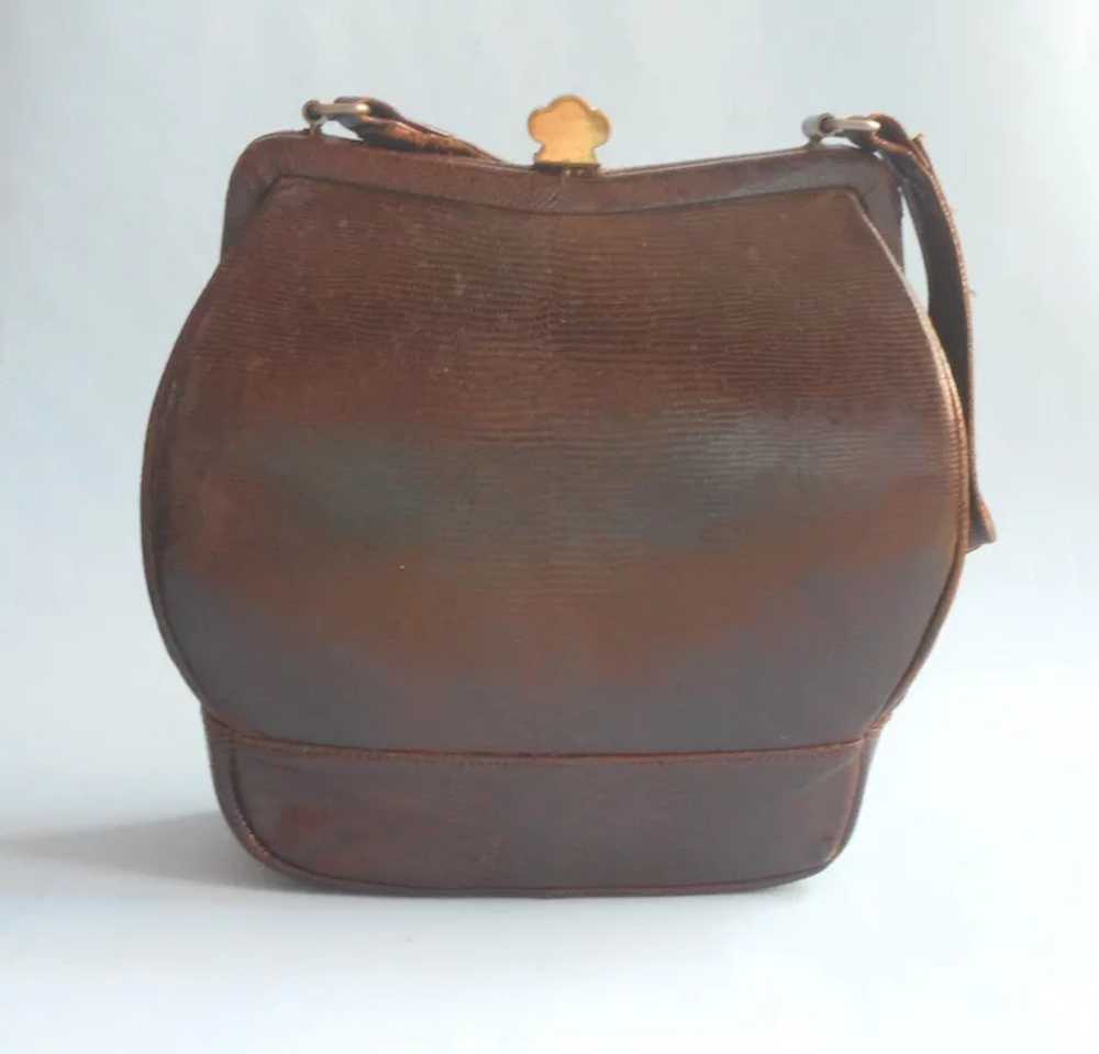 Brown Lizard Leather Vintage Sterling Brand Handb… - image 3