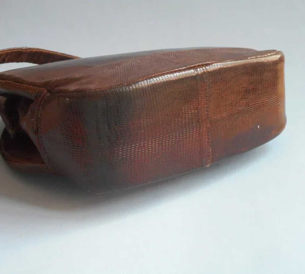 Brown Lizard Leather Vintage Sterling Brand Handb… - image 7