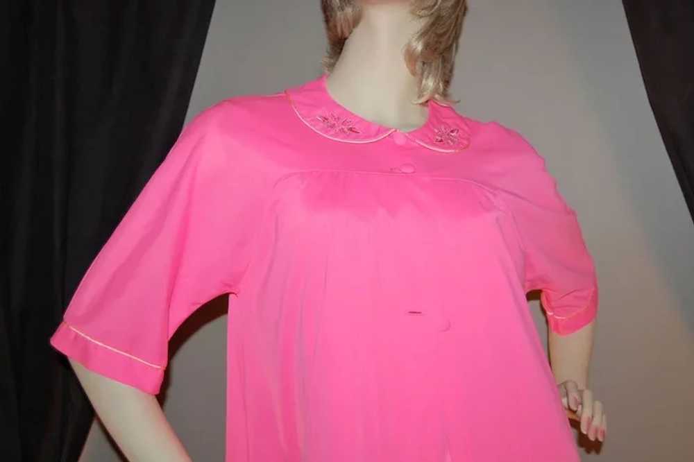 1960s Lorraine 2-Pc Hot Pink Nylon Nightgown &amp… - image 4