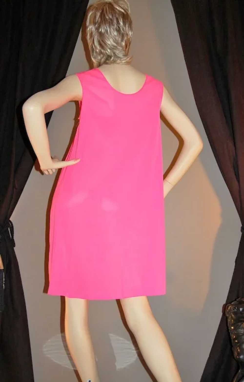 1960s Lorraine 2-Pc Hot Pink Nylon Nightgown &amp… - image 8